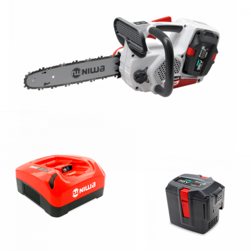 kit Motosierra Niwa 36V BMPW-085 + Cargador de batería Niwa 36V BLW-036 + Batería Niwa 36V 4Ah BBW-364