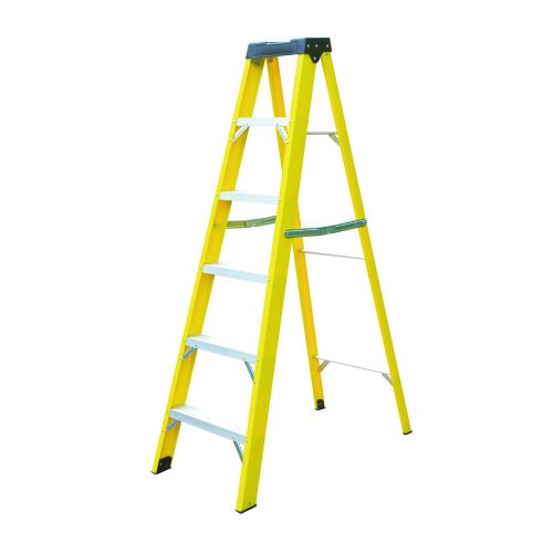 Escalera Plegable Fibra De Vidrio 156 Cm 150 Kg 6 Peldaños