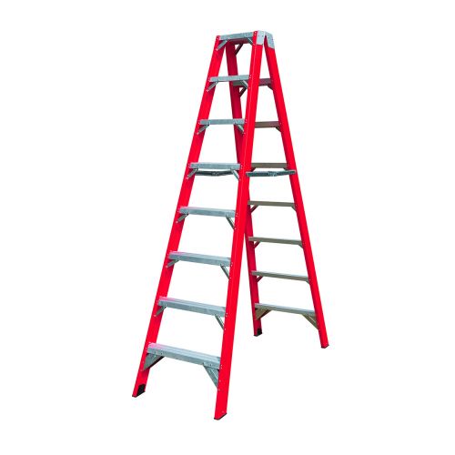 Escalera Plegable Fibra De Vidrio Doble Lado 244 Cm 150 Kg 8 Peldaños