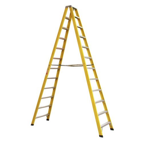 Escalera Plegable Fibra De Vidrio Doble Lado 366 Cm 150 Kg 12 Peldaños