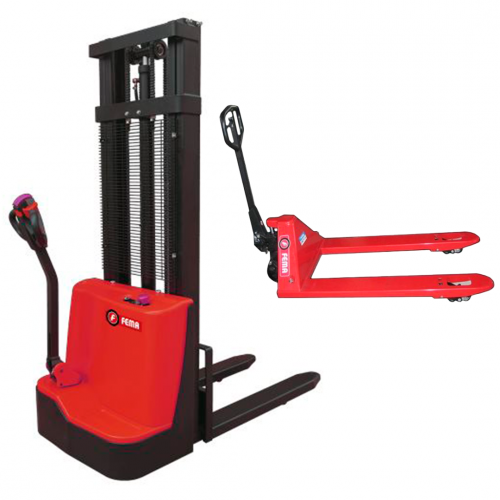 Promo Apilador Batería Fema 1200 Kg 3,5 Mts + Zorra Transpalet Manual 2500 Kg