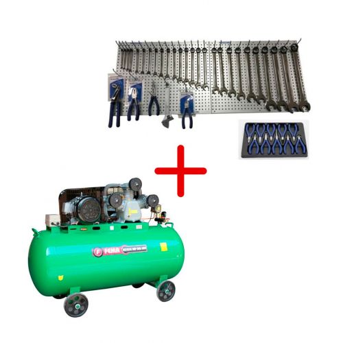 Combo Compresor Fema 500 Litros + Tablero Herramientas Fema Nro 4