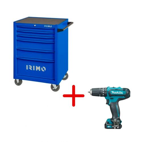 Combo Carro Herramientas 205 Piezas - 6 Cajones Irimo + Taladro Percutor Makita