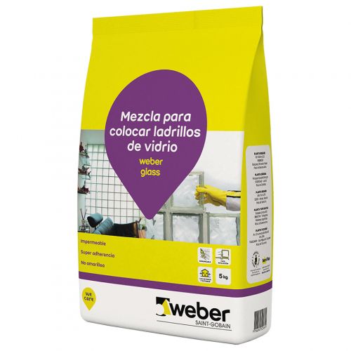 Adhesivo Para Ladrillos De Vidrio Weber Glass 25 Kg Blanco