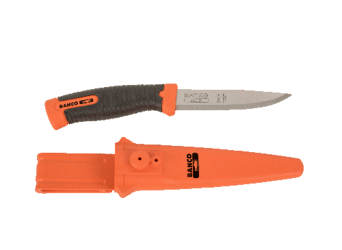 Cuchillo Multiproposito Para Artesano Con Mango De Dos Componentes Y Funda Con Boton Doble  Bahco