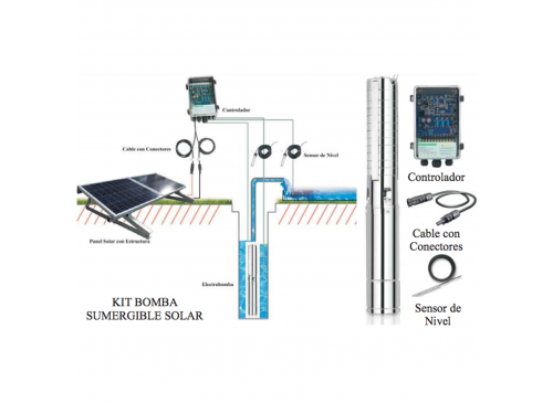Kit Electrobomba Sumergible 3” 24v 120w + Panel Solar 