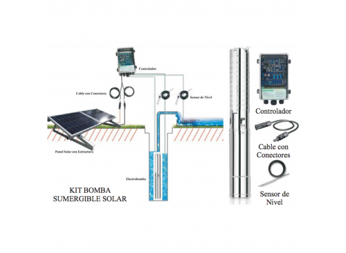 Kit Electrobomba Sumergible 3” 48v 500w + Panel Solar