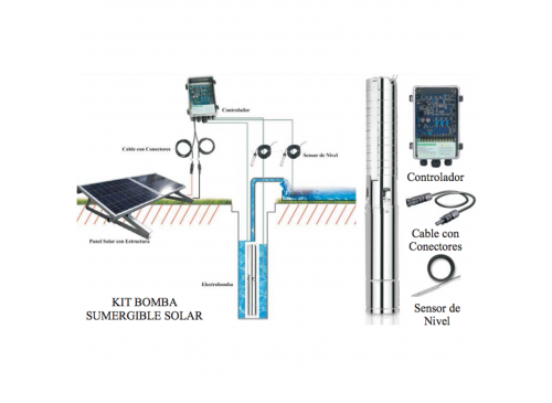 Kit Electrobomba Sumergible 4” 36v 300w + Panel Solar 