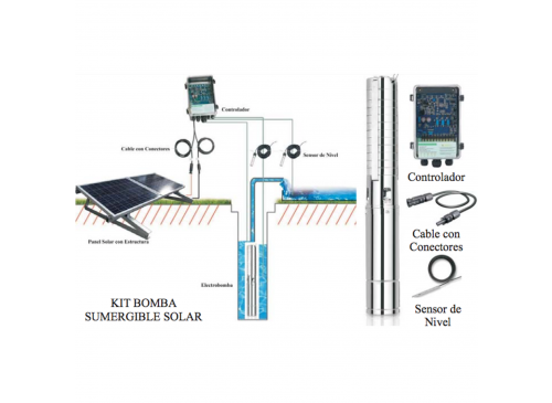 Kit Electrobomba Sumergible 4” 48v 500w + Panel Solar