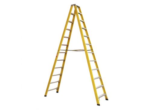 Escalera Plegable Fibra De Vidrio Doble Lado 366 Cm 150 Kg 12 Peldaños