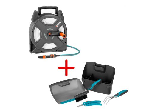 Combo Set básico de Balcón Gardena + Carretel portamanguera C/Manguera 10Mts