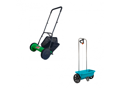 Promo Cortacesped Helicoidal C/Bolsa Recolectora + Carro esparcidor Gardena L