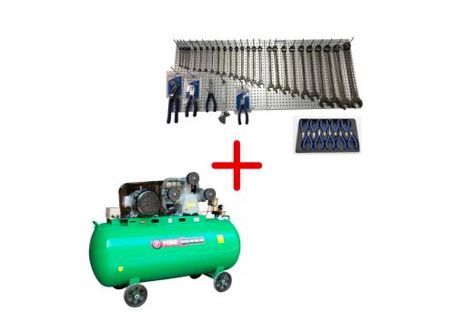 Combo Compresor Fema 500 Litros + Tablero Herramientas Fema Nro 4