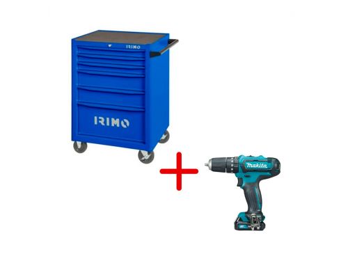 Combo Carro Herramientas 205 Piezas - 6 Cajones Irimo + Taladro Percutor Makita